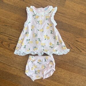 bella bliss Lemon Print Kids Dress and Diaper Cover Set